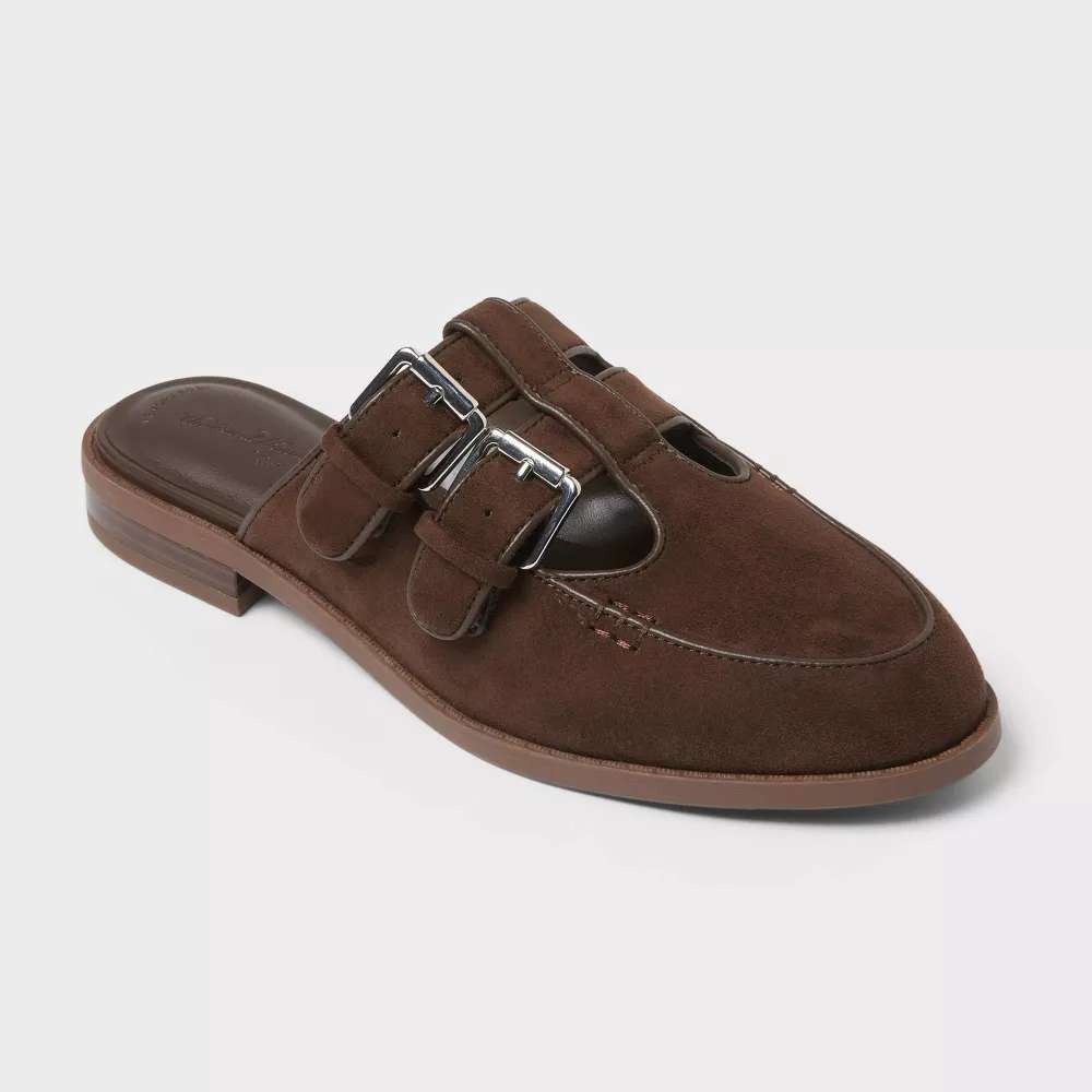 Universal Thread Winona Mary Jane Mules Chocolate Brown 8.5 Block Heel NEW